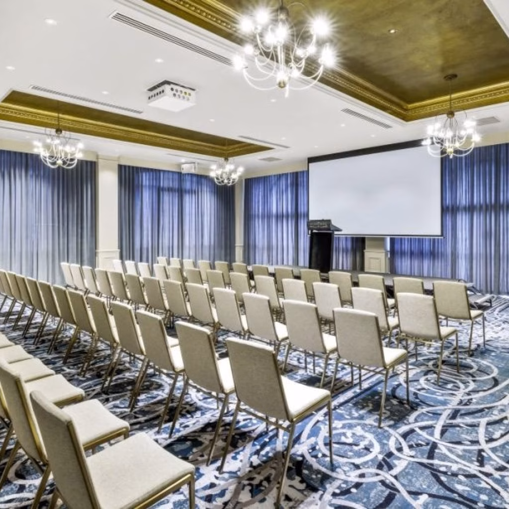 Conference Room at a Function Venue Elegant conference room arranged for an event at a spacious function venue