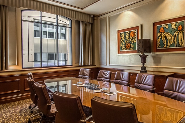 Internal view of a brown color themed meeting room